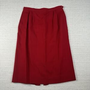 Vintage Austin Reed Women Skirt 14 Pencil‎ Straight Short Red Lined Pleated Wool